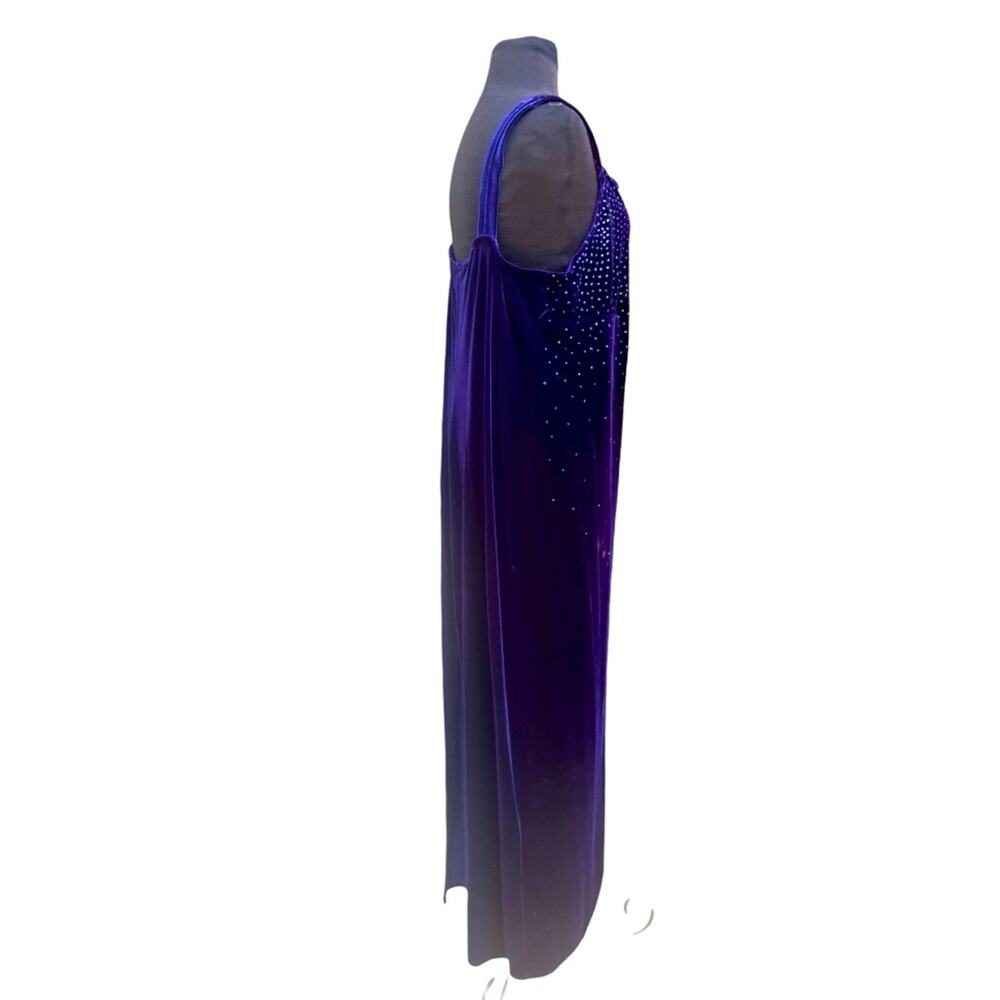 Vtg 90s Purple Stretch Velvet Glitter Fairy Glam Whimsigoth Maxi Party Dress 18 - Picture 5 of 8